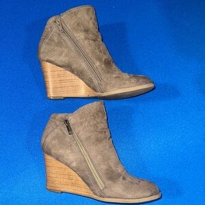 Brown Suede Wedge Ankle Boots